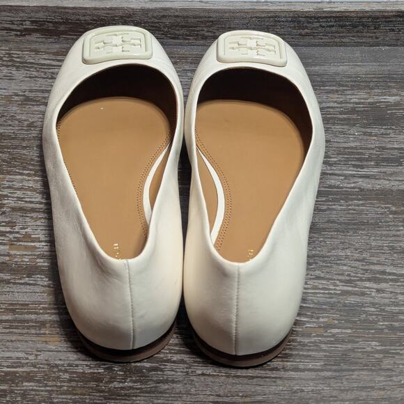 Tory Burch Women's Cream Brie Georgia Square Toe Leather Flats Size 11 M - Picture 4 of 6